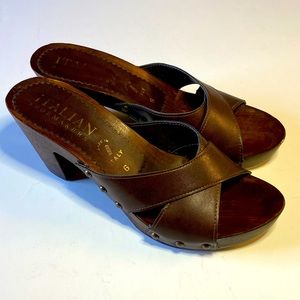Italian Shoemakers Heeled Brown Sandals Size 6